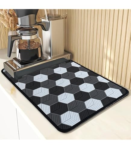 Highdi Tappetino Scolapiatti Assorbente, Tappetino Macchina Caffe Asciugatura Rapida, Antiscivolo Tappetino Scolapiatti Lavello Cucina per Bar, Club