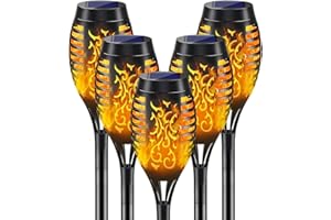 KALAHOL Solar Light Outdoor Garden, 6 Pack Solar Flickering Dancing Flame Lights IP65 Waterproof, Solar Torch Lights Dusk to Dawn Auto On/Off, for Garden, Pathway, Patio, Yard, 52CM Tall