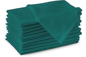 Encasa XO Tovaglioli di stoffa di cotone | Set da 12 | Misura 43x43 cm | Tinta unita Smeraldo intenso | Lavabile in lavatrice