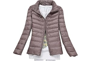 KeYIlowys Piumino Leggero Primaverile E Invernale Tinta Unita Colletto in Piedi Slim Plus Size Piumino Corto da Donna