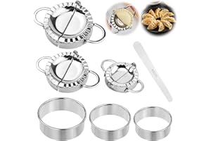 HXUING 7 Pièces Moule à Boulette Acier Inoxydable, Ravioli Maker et Ravioli Cutter Machine à Boulettes Maker Moule à Dumplings, Accessoires de Cuisine Outils de Pâtisserie