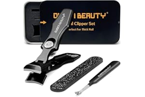 OUSEN BEAUTY Nail Clippers for Thick Nails, Toenail Clippers Wide Jaw Opening, Heavy Duty Nail Cutter with Catcher, No Splash Fingernail Clipper with Glass File, Thick Toe Nail Clippers for Men Women Adult Seniors