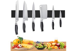 JOYBOY Magnetyczny stojak na noże – uchwyt na nóż – 40 cm (16 cali) – magnesy na noże do ścian – magnetyczny pasek na nóż z drewna akacjowego – magnetyczna taśma narzędziowa