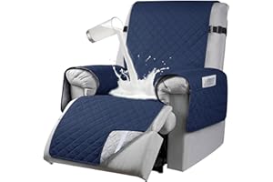 RAPRAP Waterproof Recliner Chair Cover, Recliner Sofa Coves with 6 Side Pockets, Anti-fouling 1 Seats Armchair Recliner Cover, Non-slip Chair Protectors for Recliner with Adjustable Tightening Straps