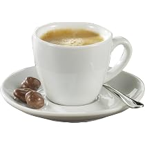 Tasses Petit Dejeuner Esmeyer Bistro - 6 Tasses U00e0 Espresso 0,10 L, Avec Sous-Tasse Forme Bistro - UNI Blanc Forme D'anse Ronde, Hauteur 5,8 Cm, Diamu00e8tre 11,5 Cm Tasse A Cafe Blanche
