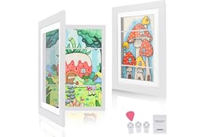 BOKALAKA Bilderrahmen Kinderzeichnungen A4, Kinder Kunstrahmen Frontöffnung 2 Stück, Bilderrahmen für Kinderzeichnungen, Kinder Bilderrahmen, Bilderrahmen Wechseln Kinderzeichnungen（2 Weiß）