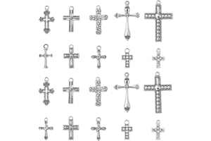 UR URLIFEHALL Tibetan Silver Charms Retro Religion Cross Sun Moon Star Heart Key Charms for Jewellery Making DIY Crafts Gift Decor