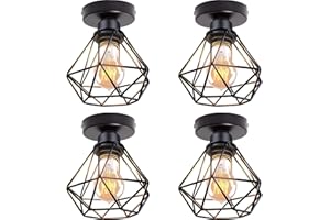 TOKIUS Plafonnier Industriel Vintage Luminaire E27 Rétro Lustre Suspension Design Métal Cage Ø160mm éclairage plafond Pour Salon Cuisine Chambre