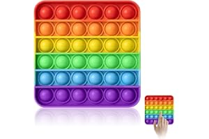 OYKRUEATS Pop it Spielzeug, Pop it Baby Spiel, Popit Silikon Sensorisches, Quadrat Pop up Spielzeug Baby, Antistress Push Pop Fidget, Poppit für Kinder, Erwachsene ADHS Push Bubble Angst Relief, Regenbogen Pop