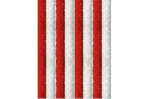 Arsvita Flauschvorhang 90x220cm (Rot-Weiß), Perfekter Insekten- und Sichtschutz für Ihre Balkon- und Terrassentür, viele Farben