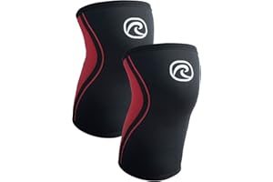 Rehband benda al ginocchio in neoprene da 3 mm, 1 pezzo o 1 paio, per sport di resistenza e attività più leggere, Colore:Nero/Rosso - 1 Paio, Misura:M