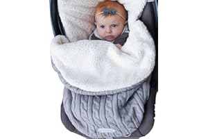 HJYOKUSO Couverture d'emmaillotage en tricot pour nouveau-né, fille, garçon, léger, doux et épais, unisexe, pour poussette, landau chaud pour l'hiver, pour bébé de 0 à 12 mois