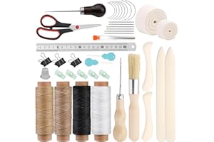 Axmru 41 Pcs Book Binding Kits Bookbinding Tools Book Binding Materials, 3 Pcs Bone Folder Paper Creaser, Books Binding Starter Tools with Binding Ribbon Waxed Thread Awl for DIY Bookbinding Crafts