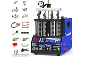 MR CARTOOL V308 Testeur d'injecteur de Carburant et Machine de Nettoyage avec 4 cylindres de Test, 220V Machine de Nettoyage d'injecteur à Ultrasons de Voiture Essence
