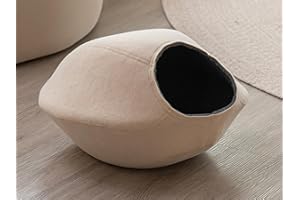 TSHÙ Premium 2 in 1 Pet Bed Cat Cave, Hand-crafted Felt & Eco-Friendly. Perfect for timid Cats, Kittens and small dogs, complementing all Home Decor | Beige Cream