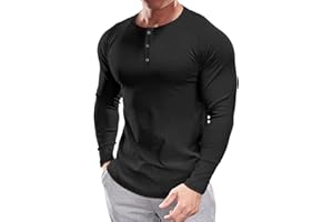 Muscle Cmdr Maglietta Uomo,Magliette Uomo Manica Corta e Lunghe, Casual Slim Fit Henley Maglietta