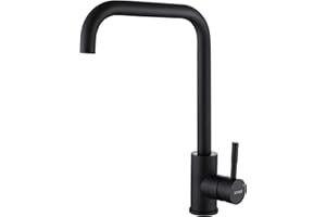 KINSE Rubinetto Lavello Cucina in Acciaio Inox, Miscelatore Monocomando, girevole a 360°, Nero