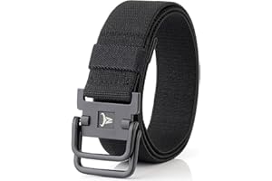 TENINE Unisex Leinwand Gürtel, Elastischer Stoffgürtel Stretchgürtel Militär Gurtband Nylon Gürtel für Damen Herren Taktischer Gürtel Metallschnalle mit Doppel D-Ringe Schnalle