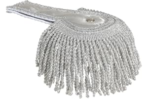 Amakando hombreras de capitán con Flecos Plateados para el Hombro, Elegantes Prendas, Disfraz de Carnaval, Accesorio Militar, Joya para el Hombro Oficial