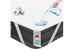 Komfortec Wodoodporny bawełniany ochraniacz na materac 160 x 200 cm, oddychająca nakładka na materac