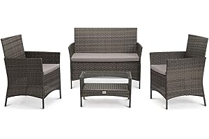 SVITA BROOKLYN Ensemble de meubles de jardin en polyrotin - Ensemble de canapés - Gris