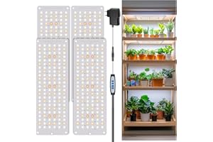 Aumtrly Pflanzenlampe 552 LED Vollspektrum 4er-Pack, Schlankes Pflanzenlicht für Indoor-Pflanzenanbau, Sämlinge, mit UL-Adapter, 6/12/16H Timer, 3 Lichtmodi, 5 Dimmer