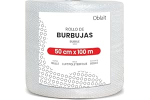 MUNTRADE Rouleau Papier bulle 50 cm x 100 m - Idéal pour le emballage, déménagement, expédition colis, protection