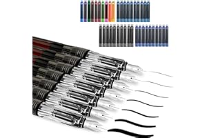 WONWOOD_DIRECT Set calligrafia, 7 penne calligrafiche con pennini diversi e 40 cartucce d'inchiostro in 11 colori, set calligrafia per principianti per biglietti di auguri, firme, scrittura (Nero)