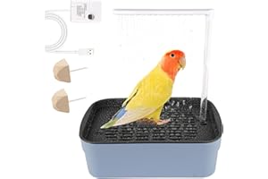 AzulLanse Vasca da Bagno per Uccelli, Vasca Automatica con Doccia, Automatico Uccello Vasca da Bagno,Pompa dell'Acqua USB,Vasca per Uccelli, 2 Pietre Molar-Grigio