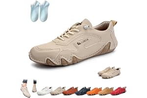 LOVEWLVNCL Handgemachte italienische Leder-Wanderschuhe for Damen, wasserdichte, rutschfeste Beck-Schuhe for den Außenbereich, lässig, leicht, bequem, minimalistische Slip-on-Sneakers, Loafer mit weicher Sohle(B