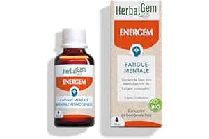HERBALGEM - EnerGem Surcharge Mentale Bio - Surmenage et Résistance Mentale - Complément Alimentaire Gemmothérapie Concentrée - 30 ml