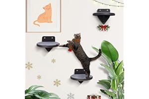 BSWAY XL Premium Kletterwand Katzen aus Birkenholz | 3er-Set Katzentreppen mit Kratzflächen | Wandmontage Katzenleiter | Kletternetz für Katzen