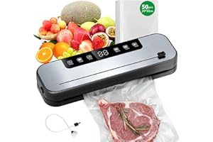STRIXORN Machine sous Vide Alimentaire, 6 en 1 Appareils de Mise Sous Vide avec 50 Sacs à Vide, Mise Sous Vide Alimentaire, Appareil Sous Vide Alimentaire pour les Aliments Frais, Modes Sec et Humide