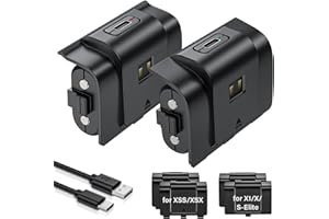 ZRZLMVP Xbox-Controller-Akku-für-Xbox-One/One S/One X/One Elite/Xbox Series X|S Controller, 2 x 4800mWh Xbox Akku Pack Zubehör- Wiederaufladbar, 2.5 Std Schnelllade, 4 Abdeckungen, 2er-Pack