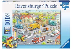 RAVENSBURGER SPIELEVERLAG Ravensburger Puzzle 10558 Pociąg W Mieście 100 Elementów Puzzle Dla Dzieci (10558) Unikalne Elementy, Technologia Softclick - Klocki Pasują Idealnie