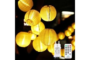 ‎NURKOO LED Lanterns, Fairy Lights, Outdoor Power, 10 m, 50 LED, Expandable, 8 Modes, Fairy Lights, Lantern with Remote Control, Memory Function, Timer, Plug, Lantern for Christmas, Patio, Balcony, Garden,