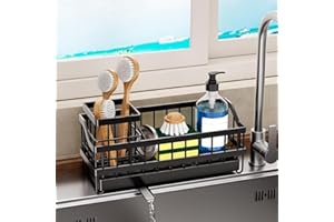 JYFKINN Organizador de Fregadero para la Cocina, Soporte para esponja escurridor estropajos fregadero con Bandeja de Drenaje Autodrenante Soporte Estropajo Fregadero de Cocina