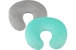 BILOKONDA Set di 2 federe per cuscino da allattamento a pois, ultra morbide, compatibili con cuscino Boppy, cuscino standard per neonati e ragazze, grigio e verde