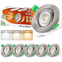 ALUSSO LED Downlights For Ceiling 9W Ultra Slim LED Recessed Ceiling Spot Lights 6500K Cool White IP44 Waterproof Spotlights Ceiling Lights For Bathroom Kitchen Living Room, 6 Pack
