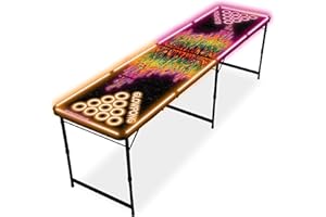 MYBEERPONG® LED Bierpong Tisch | Space Lava Design | Beer-Pong Tisch mit LED-Beleuchtung + 6 Premium Bälle | Trinkspiel für Party & Geburtstag