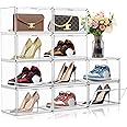 Shoe Organizer Clear Stackable Acrylic Shoe Cabinet, Sneaker Storage Box Rack With Lid Shoe Box, Sneaker Hanging Bag Display Case, Easy To Assemble (10 Pack)