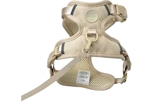 LucyBalu® Explorer Harnais Anti-Fugue avec Compartiment AirTag | Harnais de sécurité pour Chats | Sable M/L