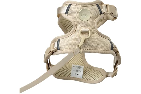 LucyBalu® Explorer Harnais Anti-Fugue avec Compartiment AirTag | Harnais de sécurité pour Chats | Sable M/L