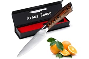 Aroma House Cuchillo de verduras Cuchillo de frutas Cuchillo de cocina Cuchillo pequeño de 10 cm Hoja forjada muy afilada Mango ergonómico Cubiertos Acero inoxidable alemán