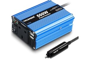 Yinleader 500W Power Inverter DC 12V to AC 230V 240V Transformer Car Charger Lighter Adapter with 3 Pin Plug and Dual USB Ports
