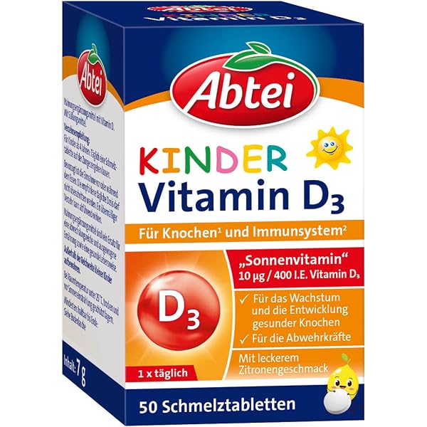 Abtei Vitamin D3 3000 I.E. Schmelztabletten - 75 Stück, Zitronengeschmack, Glutenfrei & Vegetarisch Für Immunsystem & Knochen