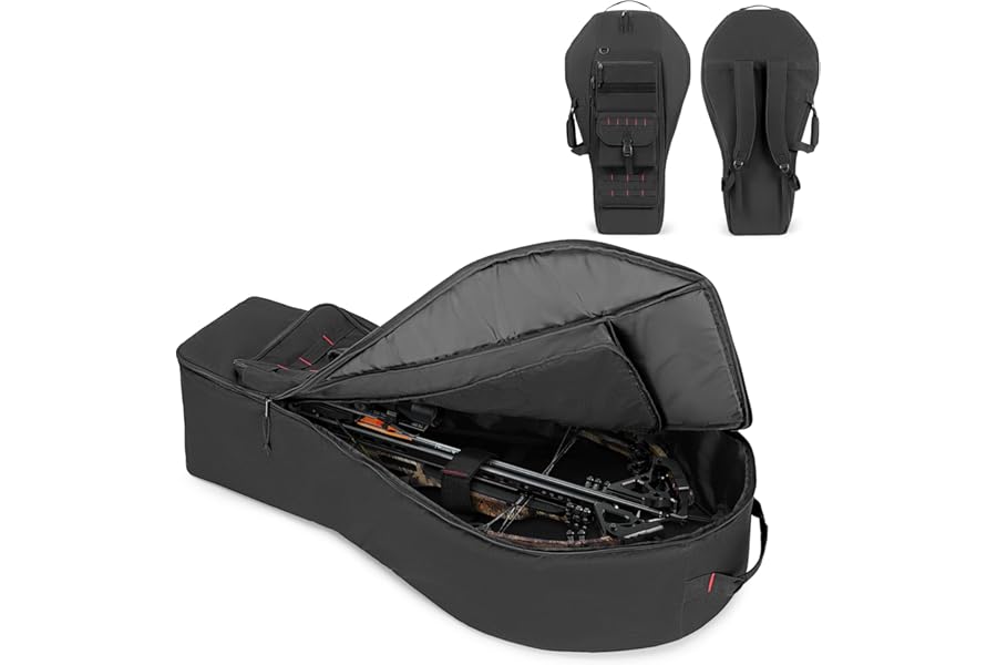DSLEAF Soft Compound Bow Case, Padded Crossbow Case with Arrow Pocket and Backpack Straps, Tactical Archery Bow Carrier Bag with Multiple Pockets for Bolts, Quivers, and Other Essentials