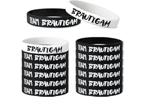 COLOFALLA 12 Pcs JGA Accessoires Männer Armbänder JGA Deko Männer Junggesellenabschied 1 Bräutigam 11 Team Bräutigam Team Groom Bachelorette Party Mitgebsel Schwarz