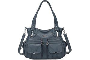 KL928 - Sac à main pour femme - En cuir élégant - Avec bandoulière et hanses - Avec de nombreux compartiments, bleu clair, 32*12*27cm
