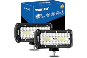 WOWLED 2 Pack 7" LED Bar, 12V 12000LM Offroad Driving Lights Work Lamp IP67 Waterproof Combo Beam Lights for Car, Boat, Camp, Truck 4x4